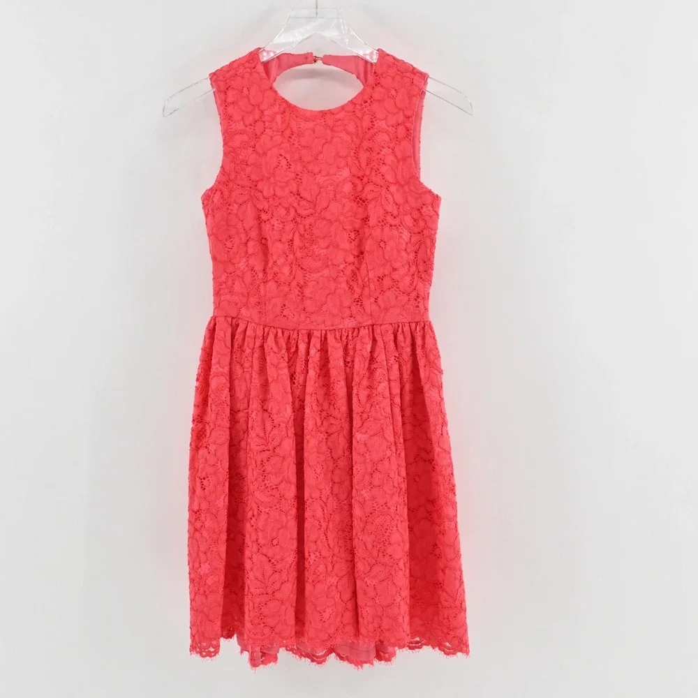 Kate Spade High Low Lace‎ Dress Size 00 Take A Walk On The Wild Side Geranium - Picture 2 of 13